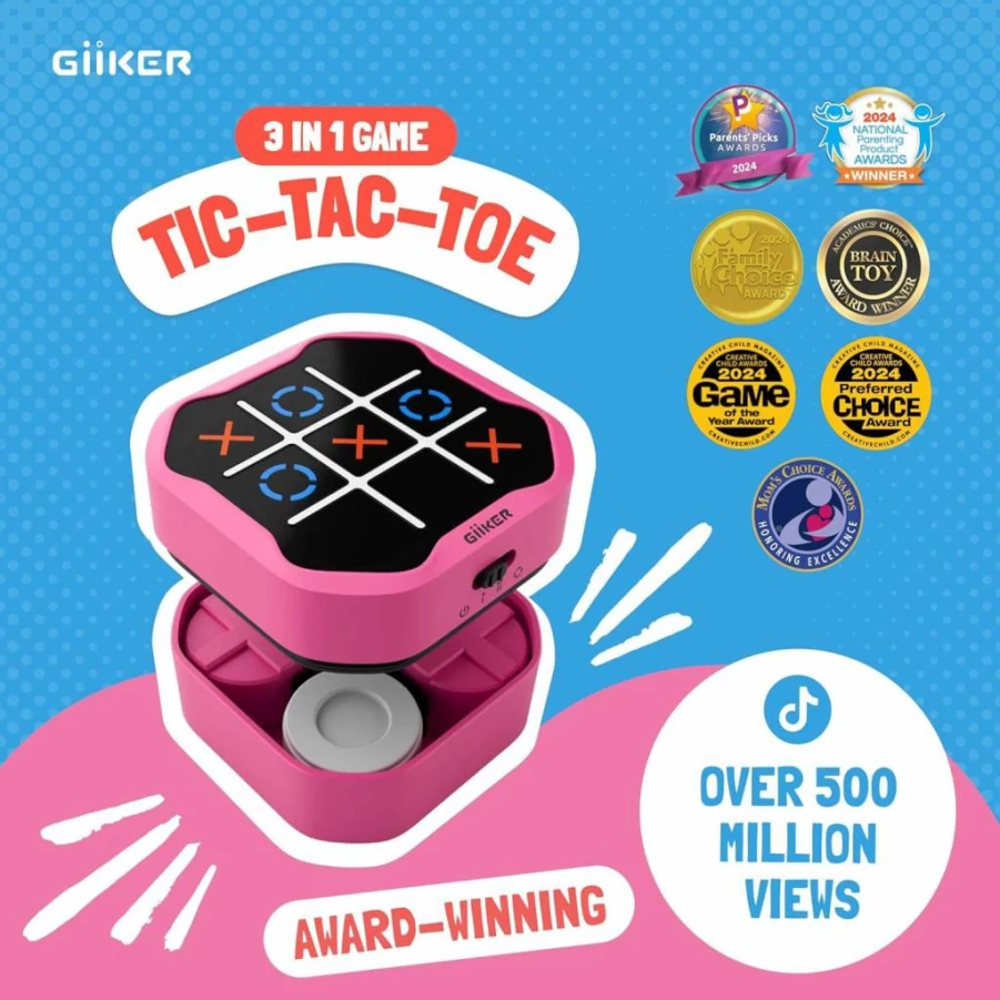 GiiKER Super Slide 3-in-1 Handheld Puzzle Game - Portable Tic Tac Toe, Bolt & Travel Brain Teaser for Kids, Adults - STEM Toys Gift for Boys Girls Birthday Christmas