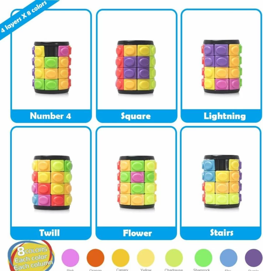 R.Y.TOYS Rotating Slide Puzzle - 3-Layer Brain Teaser Fidget Toy, 12 Colors, Patent Design, Sensory Stress Relief, Quick Play Cover, Perfect Gift for Birthday Easter Basket Stuffers
