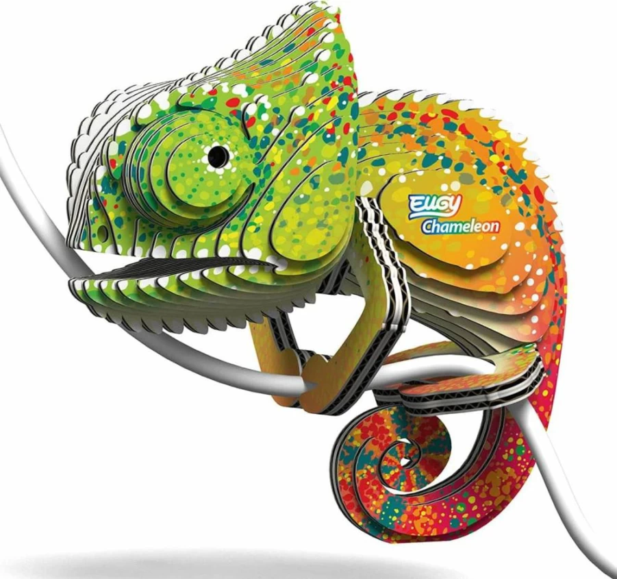 EUGY Chameleon 3D Puzzle - 31 Piece Eco-Friendly Educational STEM Toy for Kids Ages 6+, Fun Animal Building Kit for Boys & Girls