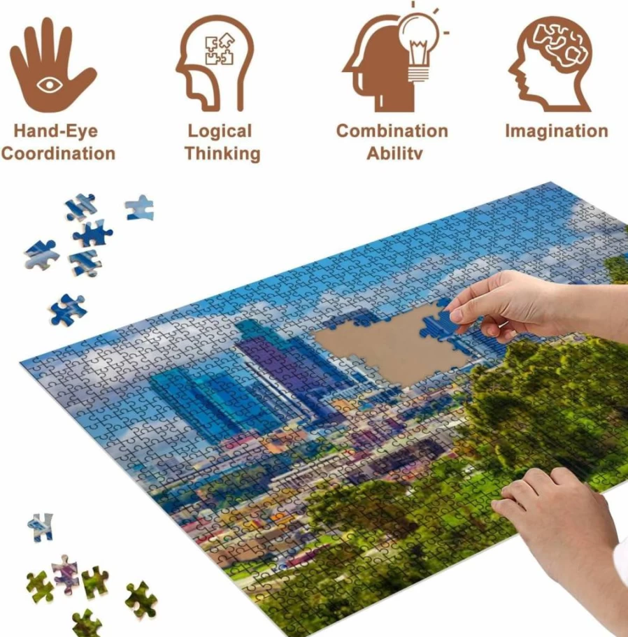 VETEB 500-Piece Wooden Jigsaw Puzzle for Adults - Sunshine Sunrays Forest Scene, Family Educational Board Game, Home Decor Art Puzzle