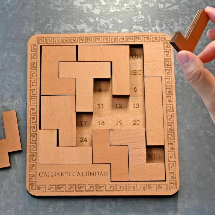 Project Genius Caesar's Calendar Wooden Puzzle - 365-Day Brain Teaser Challenge, Roman Artifact Inspired Office Desk Calendar, Gift for Adults & Kids 8+