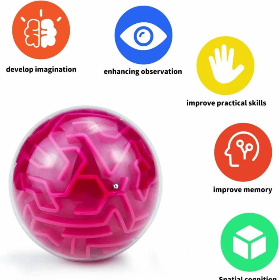 YongnKids 3D Puzzle Maze Ball Set - 4 Pack Brain Teaser Games for Kids Ages 8-12 & Adults, Fun Family Challenges with Easy to Hard Levels, STEM Toys for Problem Solving Skills