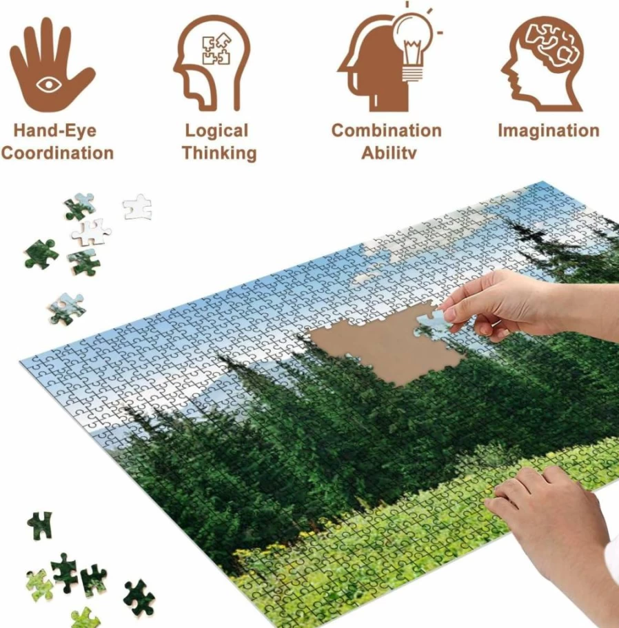 VETEB 500-Piece Wooden Jigsaw Puzzle for Adults - Beautiful Pine Trees Landscape, Family Educational Game, Home Decor Puzzle Toy