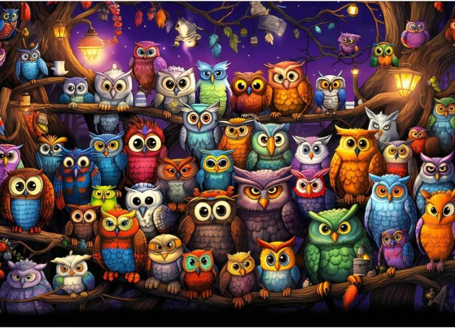 TangComplete 1000-Piece Owl Family Jigsaw Puzzle for Adults – Challenging Impossible Puzzle Game & Home Decor Gift