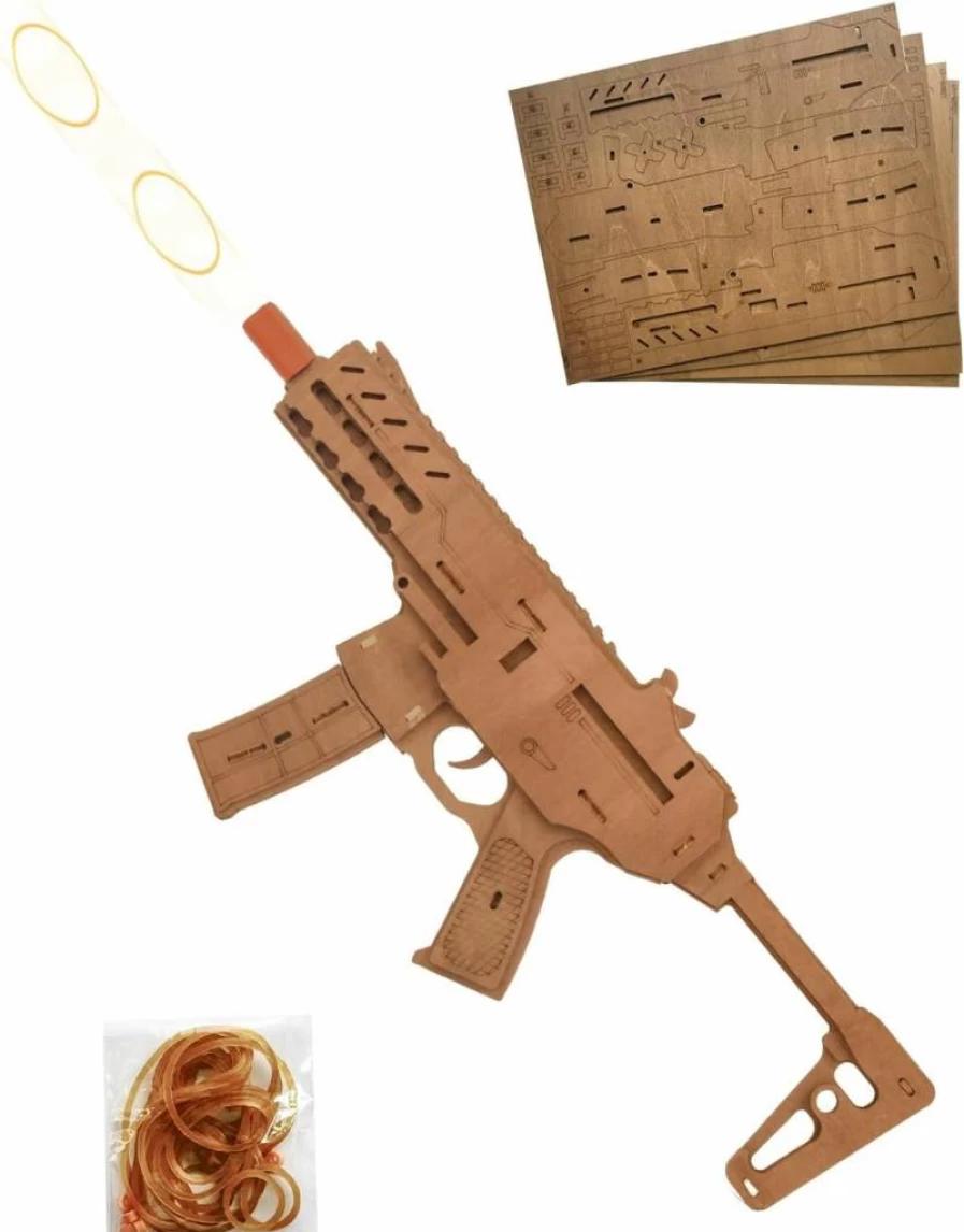 RACHAL 3D Wooden Puzzle for Adults - DIY Rubber Band Gun Building Kit, Creative Model Crafts for Men & Women, Cool Assembly Toy Gift (M97)