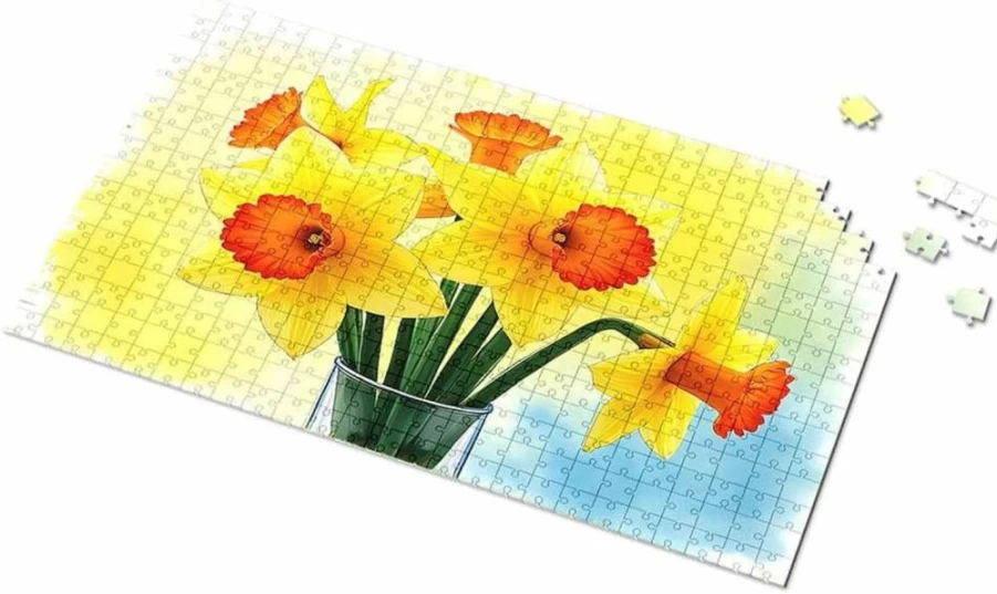 PLOWS 1000-Piece Adult Jigsaw Puzzle - Vibrant Water Lilies in Glass Vase Picture Puzzle, Challenging Art Puzzle for Adults & Teens