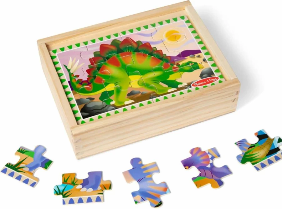 Melissa & Doug Wooden Vehicles 4-in-1 Jigsaw Puzzle Set - 48 Piece FSC Certified Storage Box Puzzle for Kids