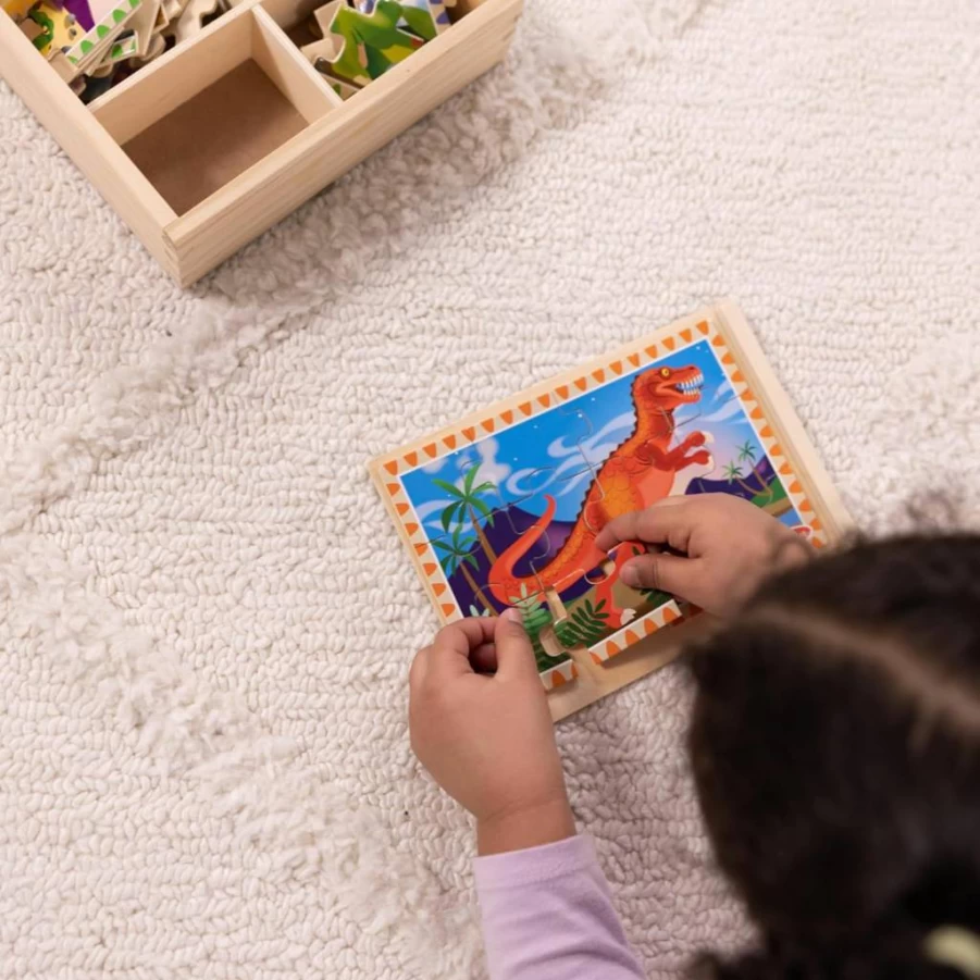 Melissa & Doug Wooden Vehicles 4-in-1 Jigsaw Puzzle Set - 48 Piece FSC Certified Storage Box Puzzle for Kids