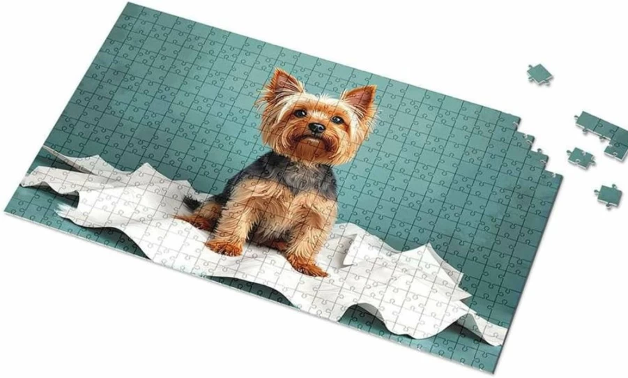 PLOWS 1000-Piece Yorkshire Terrier Jigsaw Puzzle for Kids Ages 6-8 & Adults - 300Pcs Option, Educational Activity Book & Picture Toy for Boys & Girls