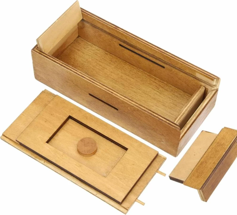 Kisangel Wooden Puzzle Box - Brain Teaser with Hidden Compartments for Kids & Adults, Fun Educational Gift for Birthday Christmas