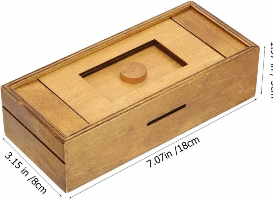 Kisangel Wooden Puzzle Box - Brain Teaser with Hidden Compartments for Kids & Adults, Fun Educational Gift for Birthday Christmas