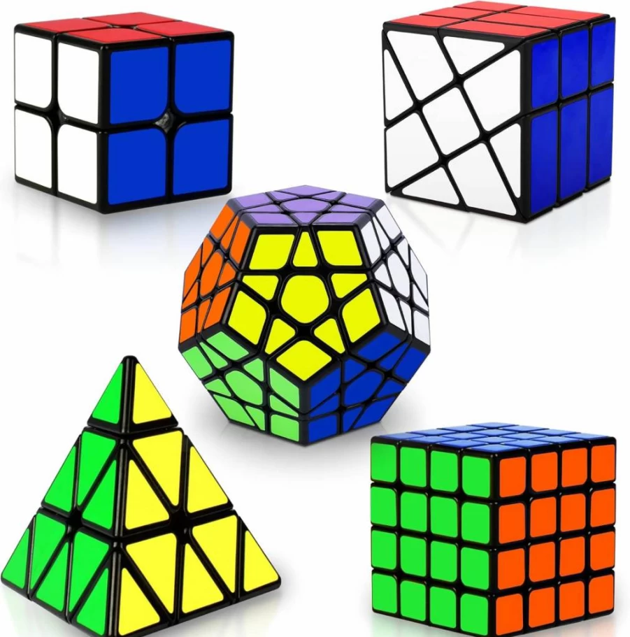 Coolzon Speed Cube Set - 2x2, 4x4, Pyraminx, Megaminx, Magic Cube Puzzle Bundle for Kids & Adults - 5-Pack Premium Brain Teaser Gift Collection