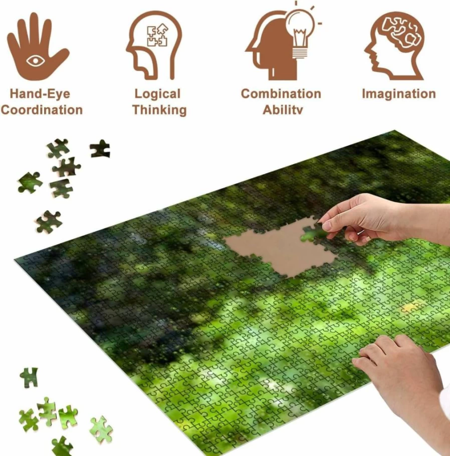 VETEB 500-Piece Wooden Jigsaw Puzzle for Adults - Beautiful Green Mossy Forest Sweden Scenery, Family Educational Game, Home Decor Gift