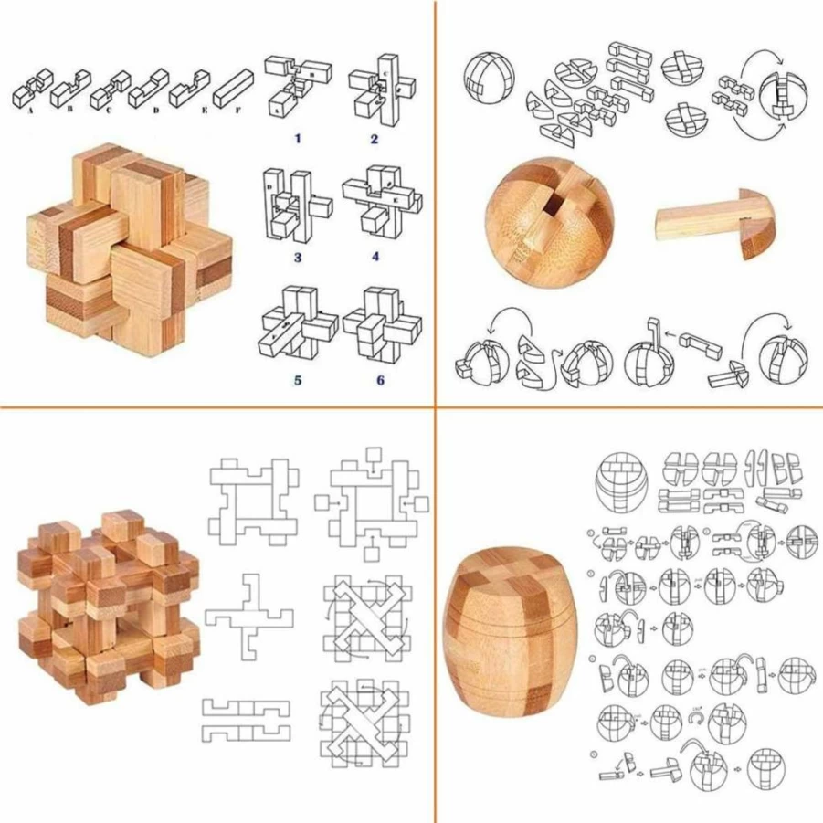 Buootooy 3D Wooden Puzzle Brain Teaser - 20Pcs Magic Ball Interlock Game, IQ Test Toy for Adults, Unlock Challenge Logic Puzzle