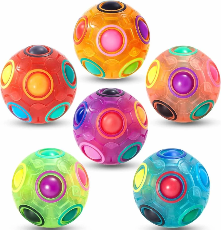 Vdealen Magic Rainbow Puzzle Ball - Stress Relief Fidget Toy for Kids, Teens & Adults - Brain Teaser Game for Birthday, Easter, Christmas Stocking Stuffers - 6 Pack
