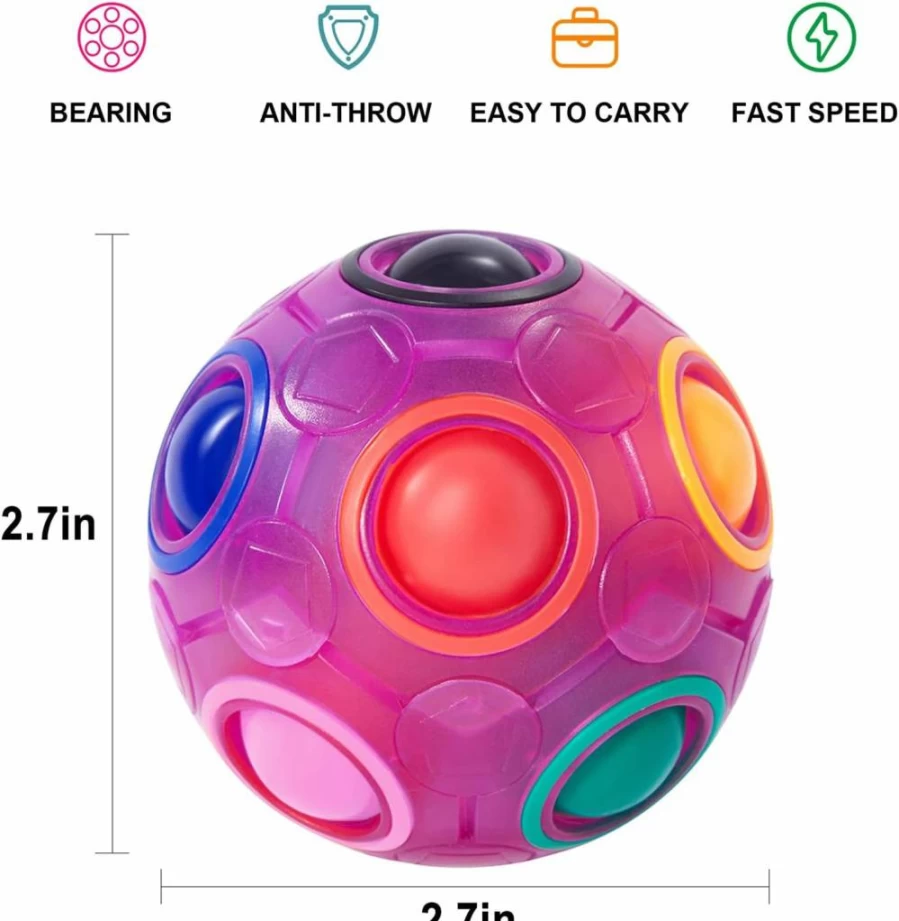 Vdealen Magic Rainbow Puzzle Ball - Stress Relief Fidget Toy for Kids, Teens & Adults - Brain Teaser Game for Birthday, Easter, Christmas Stocking Stuffers - 6 Pack