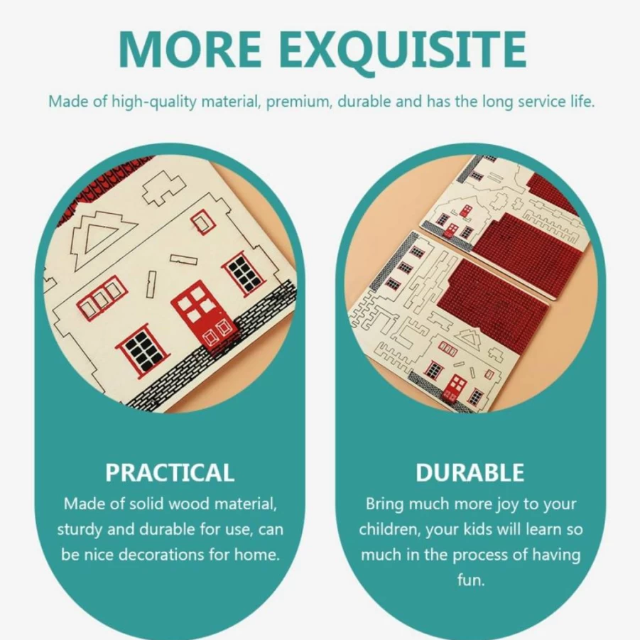 FAVOMOTO Wooden Puzzle House Model Kits for Adults and Kids - Creative DIY Assembly Toys for Educational Fun, Birthday & Christmas Gifts