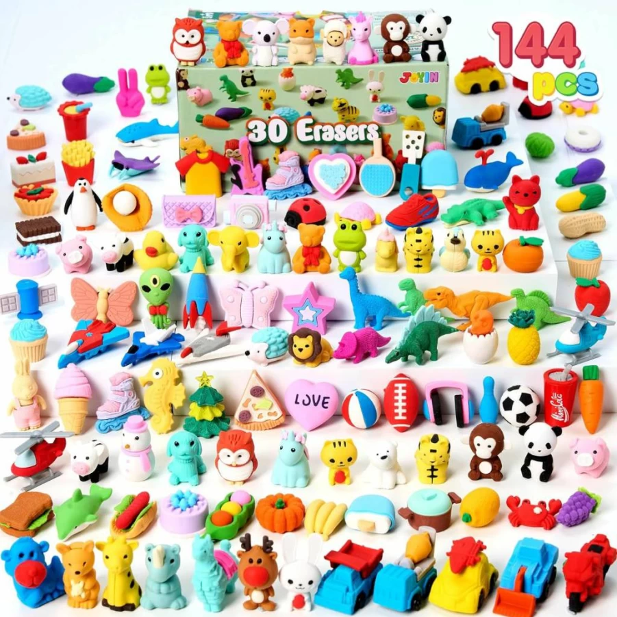 JOYIN 36Pcs Animal Pencil Erasers Bulk for Kids, Classroom Rewards, School Supplies, Party Favors, Treasure Box Toys, and Gifts