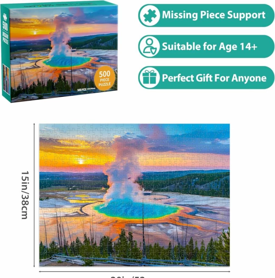 Jeacirio 500-Piece Nature Puzzle for Adults: Mountain Lake Landscape Scenery Jigsaw, Challenging DIY Art Home Decor Gift for Mom, Wife, Friends