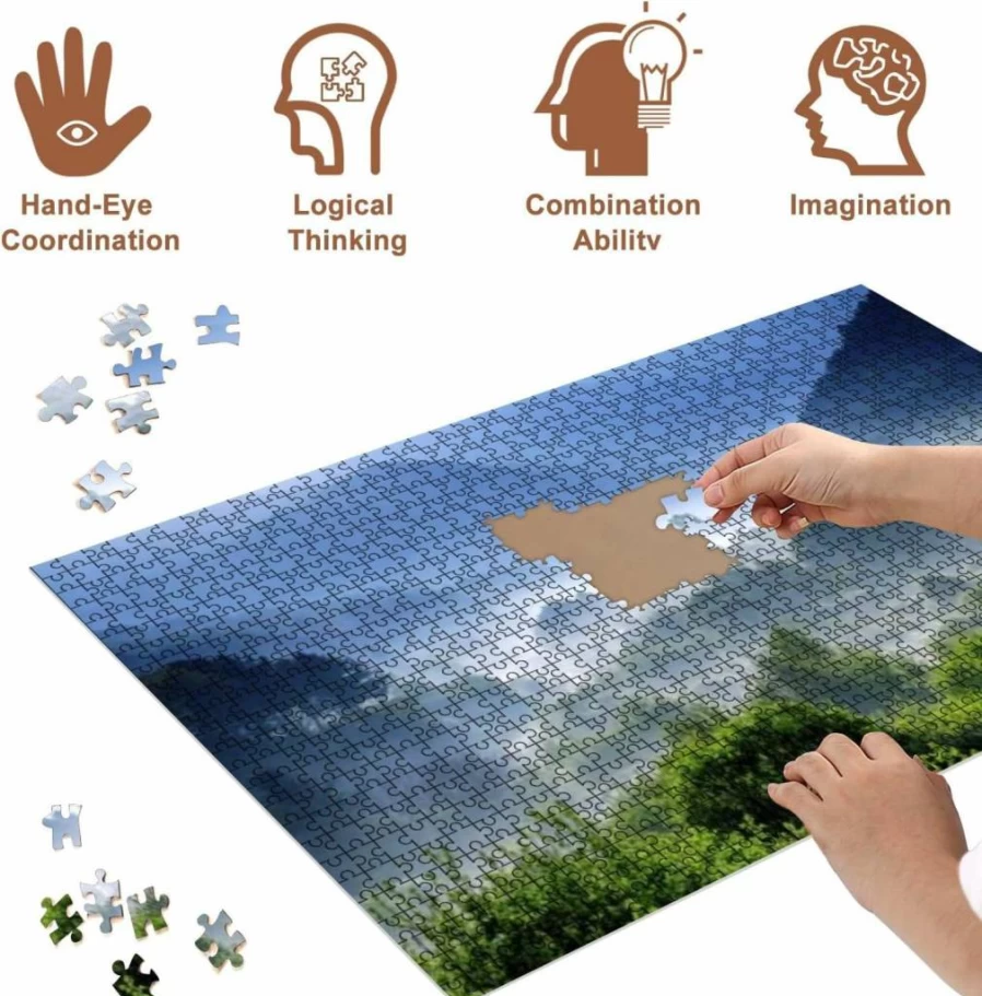 VETEB 500-Piece Wooden Jigsaw Puzzle for Adults - Green Forest Spring Scenery, Family Educational Game, Home Decor Puzzle Toy