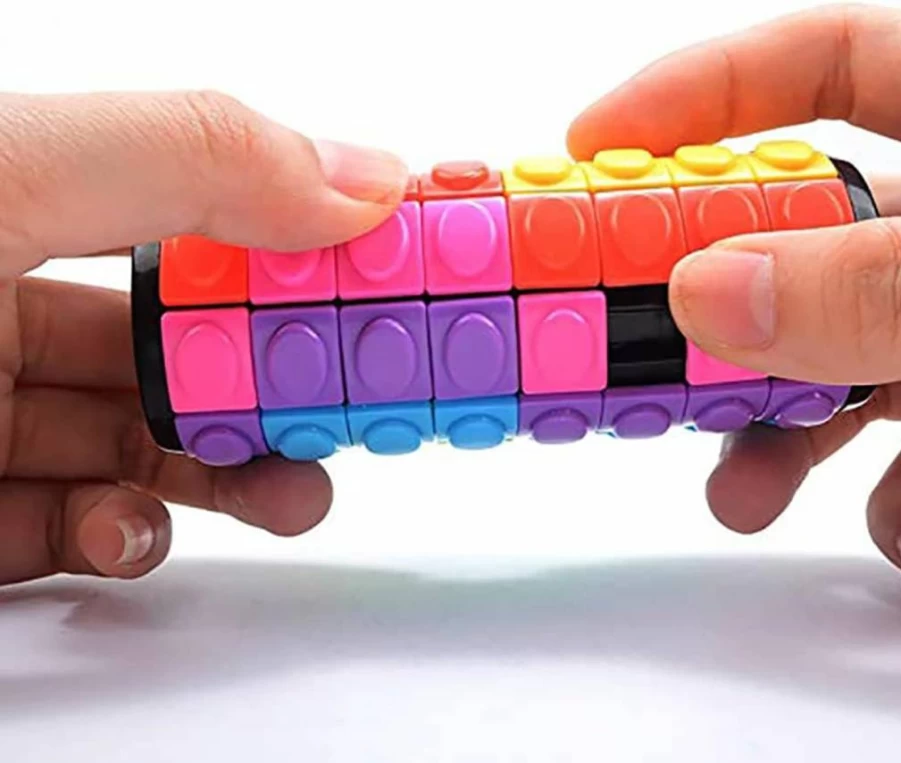 JHBEMAXS 3D Puzzle Cylinder Magic Cube – 3/5/7 Layer Rotating Fidget Toy for Kids, Adults – Educational Stress Relief Game, Easter Gift (Pack of 3)