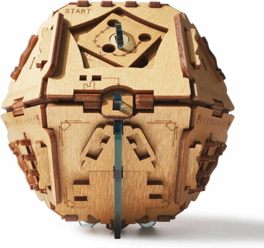 PUZZLE POTATO Philosopher's Stone 3D Wooden Puzzle Box - Brain Teaser for Adults, Treasure Chest Cash Gift, Escape Room Metal Puzzle Game
