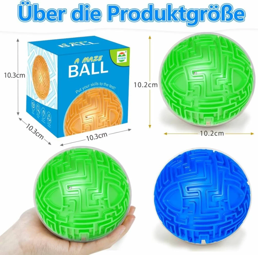 Hymaz 3D Puzzle Maze Ball - Brain Teaser Gravity Cube Game for Kids, Teens & Adults - Educational Memory Challenge Toy for Logic Lovers - STEM Learning Gift for All Ages