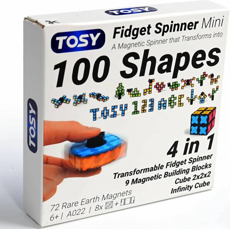TOSY Magnetic Fidget Spinner Toy - 16-Piece Transformable 3-in-1 STEM Set (Infinity Cube, 2x2 Puzzle, Glow Blocks) for Kids & Adults - Creative Stress Relief Gift