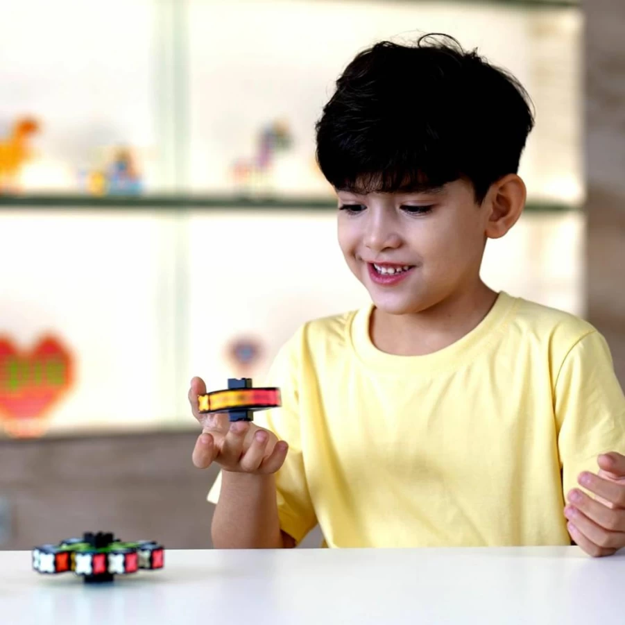 TOSY Magnetic Fidget Spinner Toy - 16-Piece Transformable 3-in-1 STEM Set (Infinity Cube, 2x2 Puzzle, Glow Blocks) for Kids & Adults - Creative Stress Relief Gift