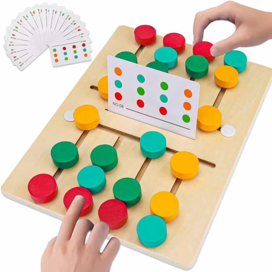 AugToy Montessori Wooden Puzzle Toy for Kids Ages 3-7 - Airplane Travel Shape Matching Brain Teaser Game, Preschool Learning Educational Gift for Boys & Girls