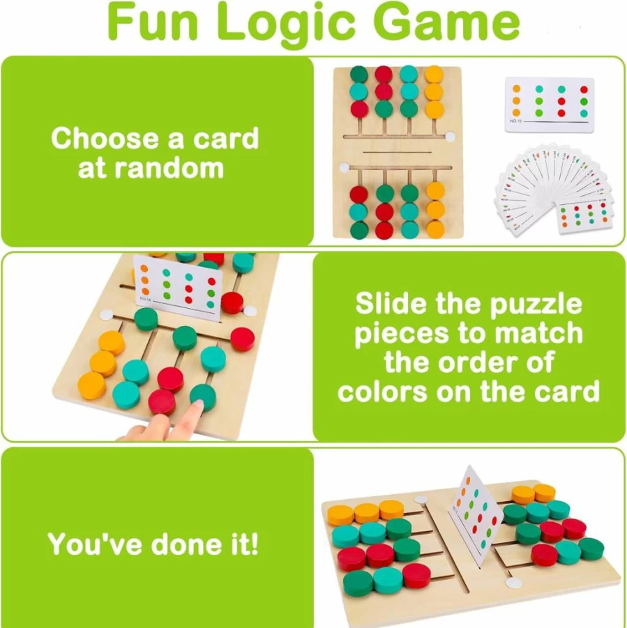 AugToy Montessori Wooden Puzzle Toy for Kids Ages 3-7 - Airplane Travel Shape Matching Brain Teaser Game, Preschool Learning Educational Gift for Boys & Girls