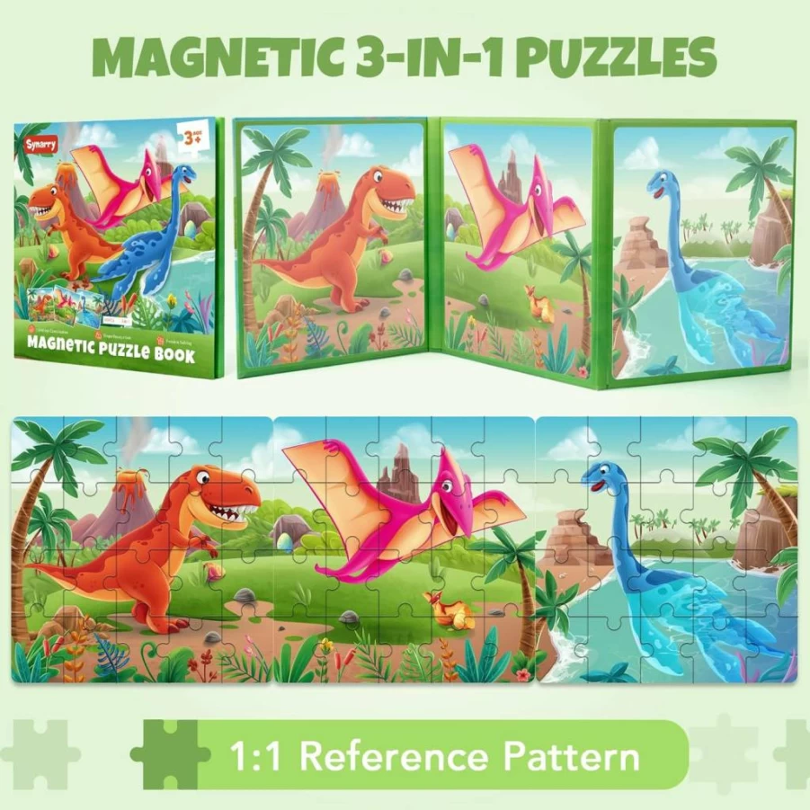 SYNARRY Wooden Puzzle Gift Set for Kids Ages 3-6 - 4-in-1 Unicorn, Mermaid, Princess & Fairy FSC Certified Toddler Toys for Girls (12.2x9.4 Inch)