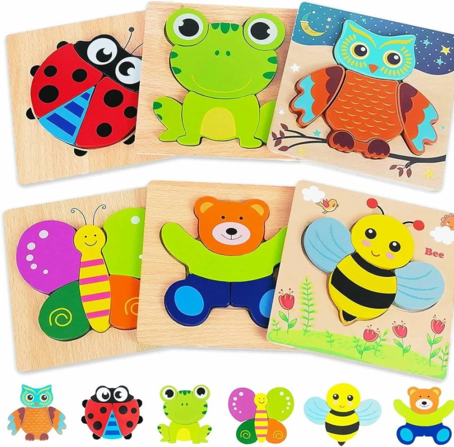 Bekayshad Wooden Animal Puzzles for Toddlers Ages 1-3, Montessori Learning Toys for Boys & Girls, Educational Christmas Birthday Gifts for 1 2 3 Year Olds