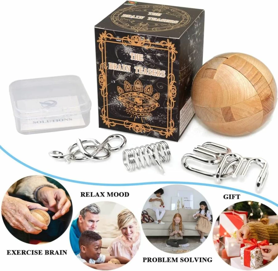 KINGOU 3D Wooden Puzzle Magic Ball - Brain Teaser Games for Adults & Kids, Challenging Intelligence Sphere Toy, Educational STEM Gift for All Ages