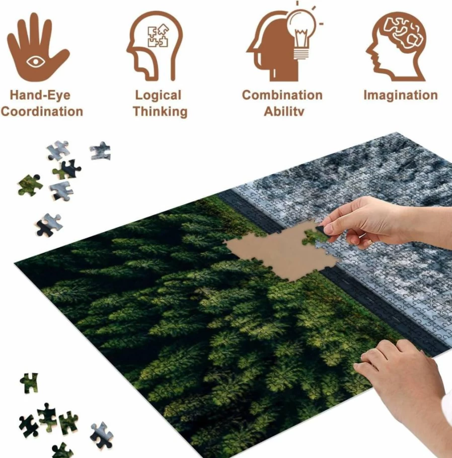 VETEB 500-Piece Wooden Jigsaw Puzzle for Adults - Abstract 3D Forest Theme, Educational Family Game & Home Decor Art
