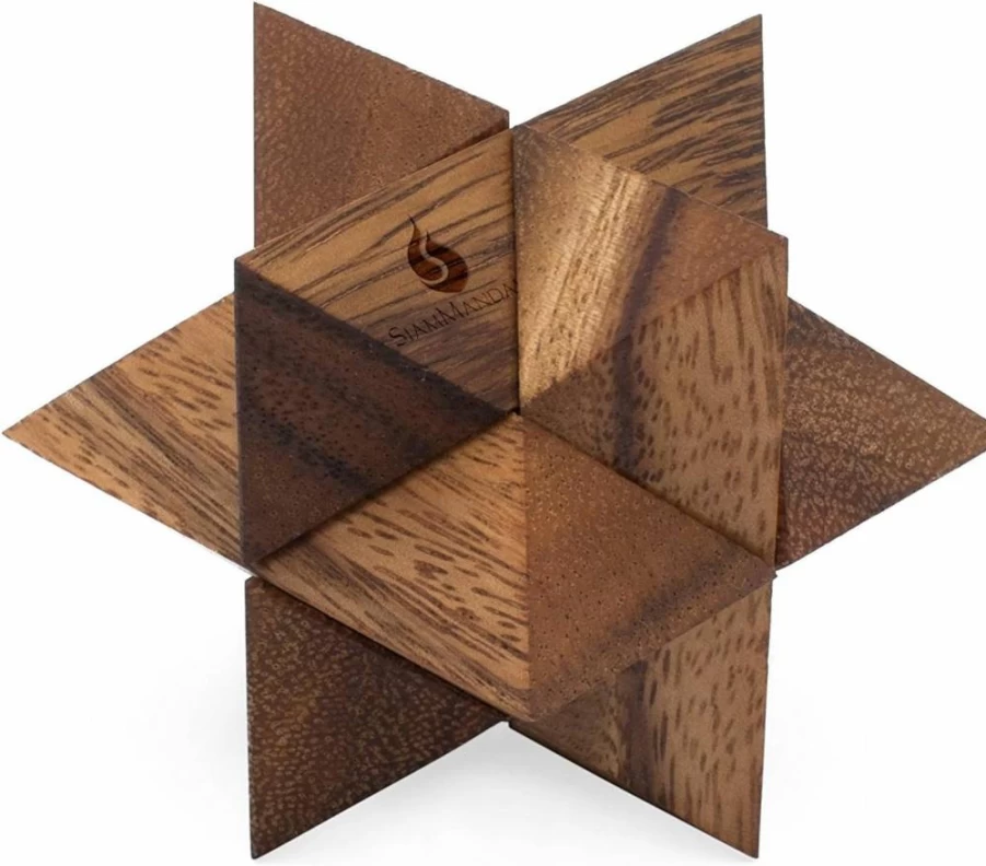 SiamMandalay 3D Wooden Puzzle Shooting Star: Brain Teaser Interlocking Game for Adults, STEM Skill Builder, Educational Problem-Solving Toy