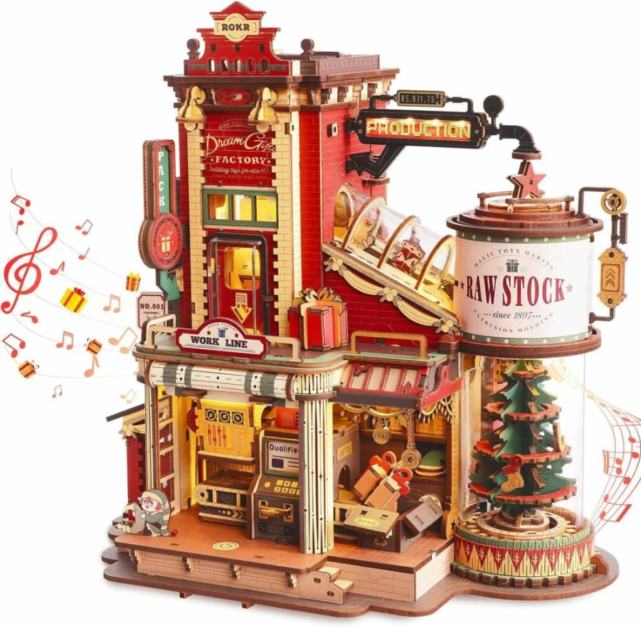 ROKR 449Pcs 3D Wooden Puzzle for Adults - DIY Mechanical Model Building Kit with Music & Lights, STEM Toy Gift for Teens and Adults
