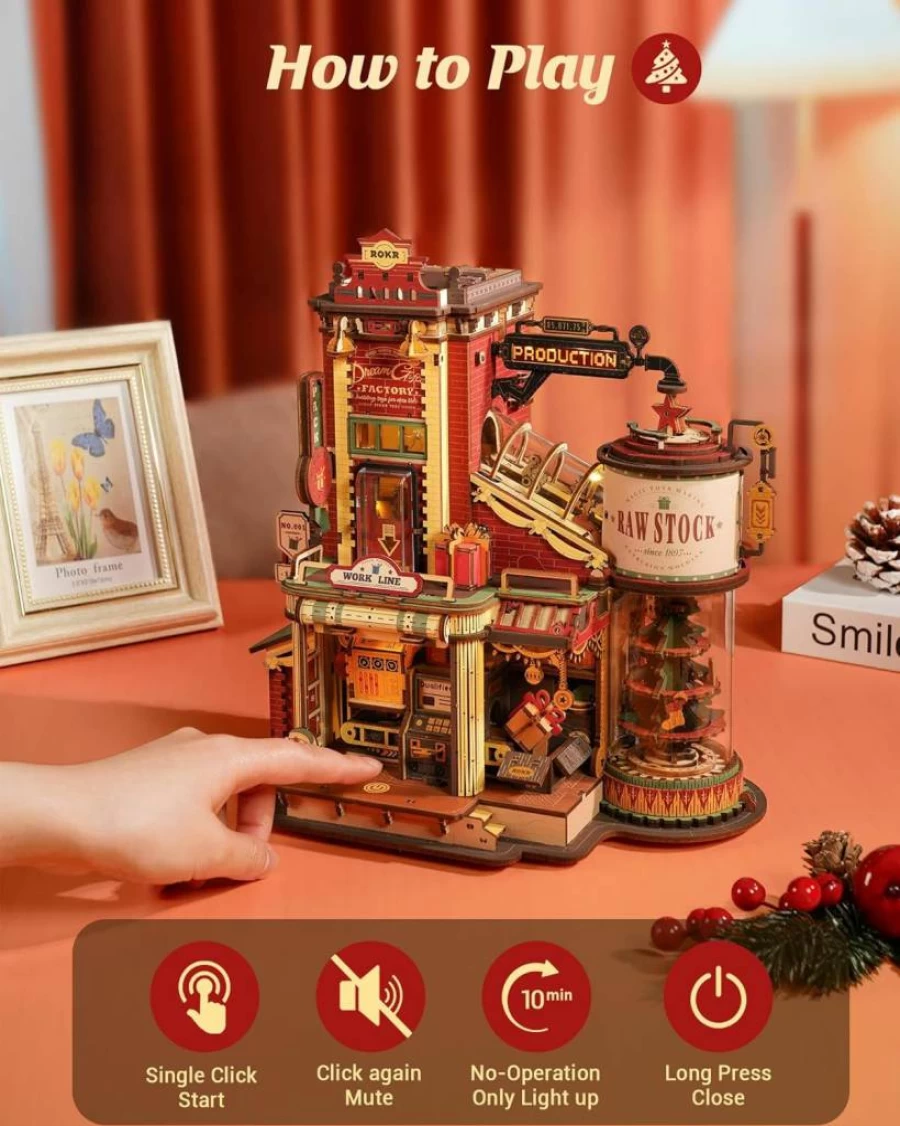 ROKR 449Pcs 3D Wooden Puzzle for Adults - DIY Mechanical Model Building Kit with Music & Lights, STEM Toy Gift for Teens and Adults