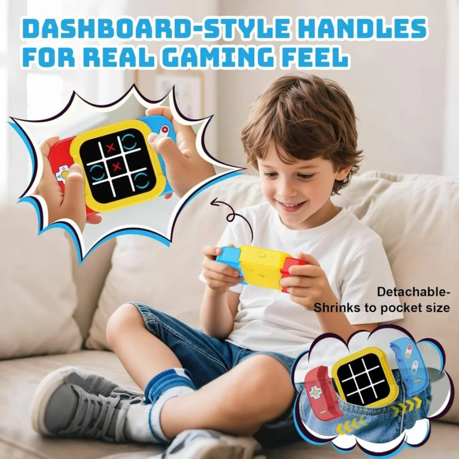 Einailvk Tic Tac Toe Electronic Game - 5-in-1 Travel Board Toy for Kids & Adults, Handheld Puzzle Learning Game for Road Trips, Birthday Gifts for Boys Girls Ages 3+