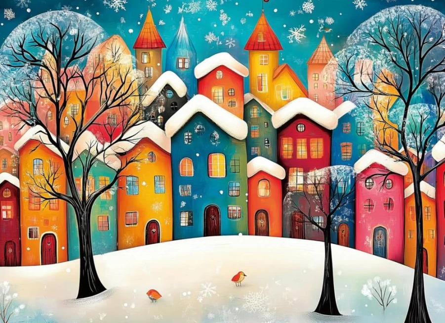 Anguis 500-Piece Mushroom Village Jigsaw Puzzle for Adults & Kids - 20.5x15 Inch Educational Holiday Toy, Challenging Puzzle Game for Family Fun