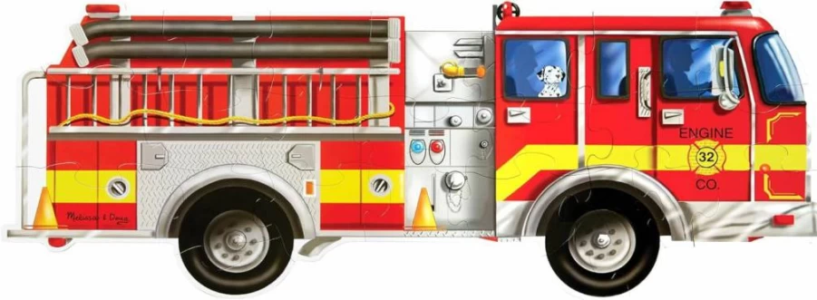 Melissa & Doug Fire Truck Floor Puzzle - 24 Extra-Large Pieces, 4ft Long Jigsaw for Kids, FSC-Certified Educational Toy